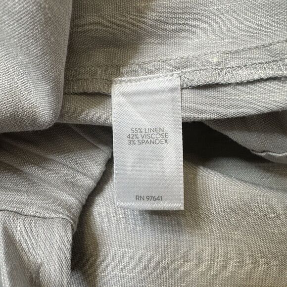 J Jill Pants Womens Sz XL Linen Stretch Capri Crop Buttons Side Zip Light Gray - Picture 14 of 16